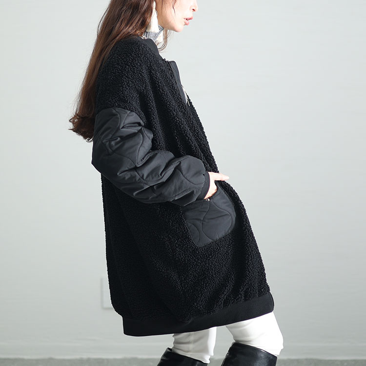 ボア切替え中綿キルティングジャケット