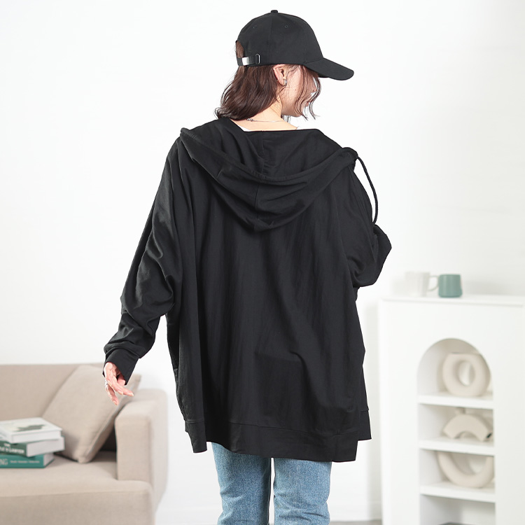 UVカット＆接触冷感ストレッチ鹿の子ドルマンZIPパーカー