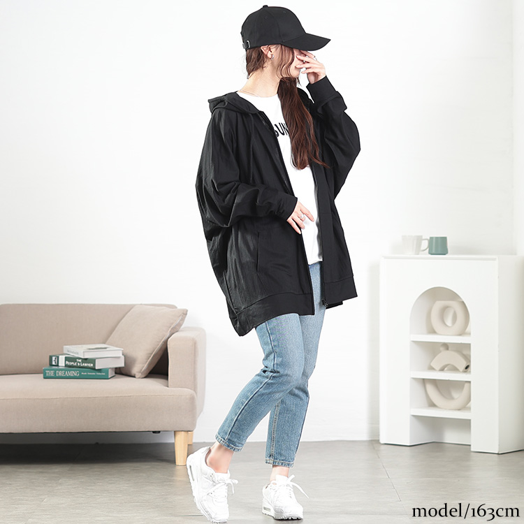 UVカット＆接触冷感ストレッチ鹿の子ドルマンZIPパーカー