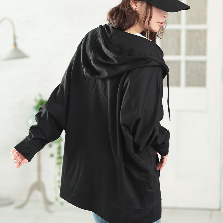 UVカット＆接触冷感ストレッチ鹿の子ドルマンZIPパーカー