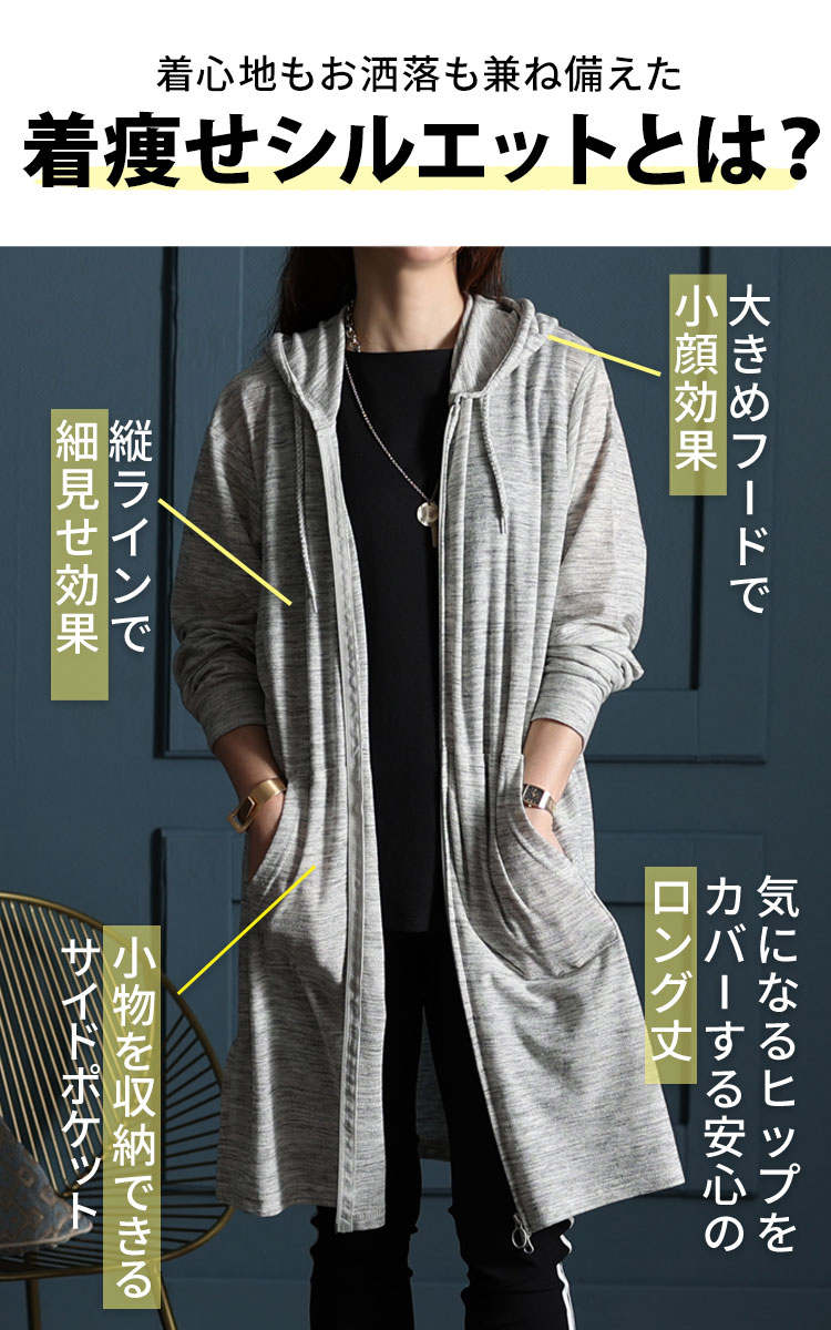 UV対策吸湿速乾ジップアップロングパーカー