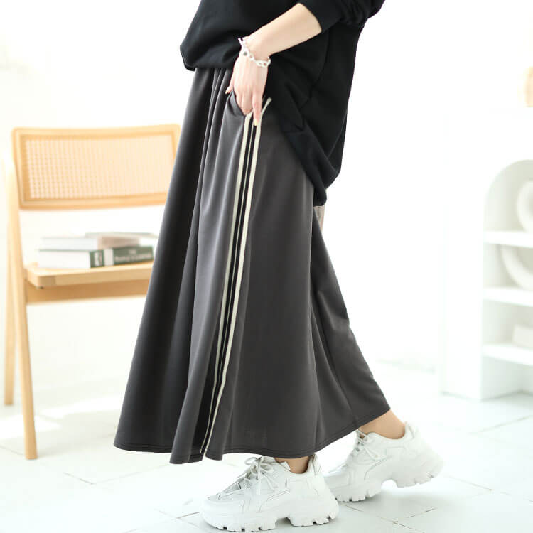 N.エヌドット ☆ ゴールドバックルフレアスカート ウエスト後ゴム仕様 グリーン meador-10.jpg