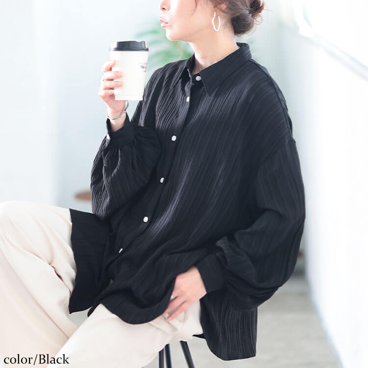 d.i.a. 長袖 クロップドシャツ ブラック ゴールドボタン d.i.a. 長袖