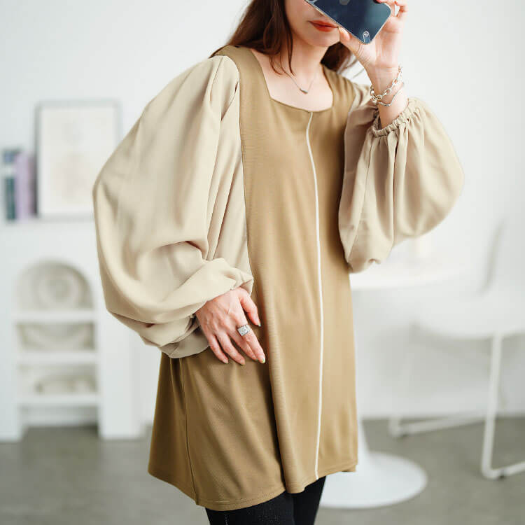 ドルマン切り替えパイピングチュニック