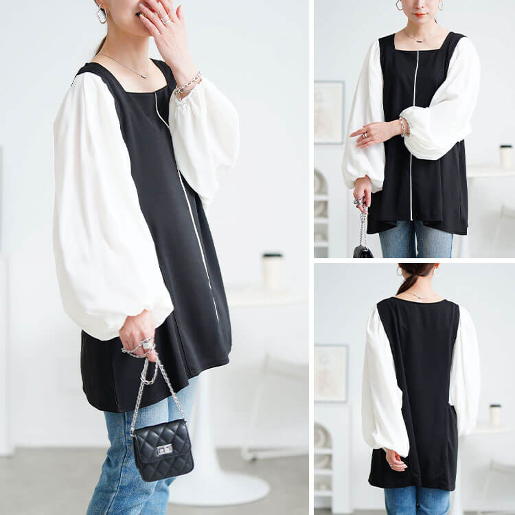 ドルマン切り替えパイピングチュニック