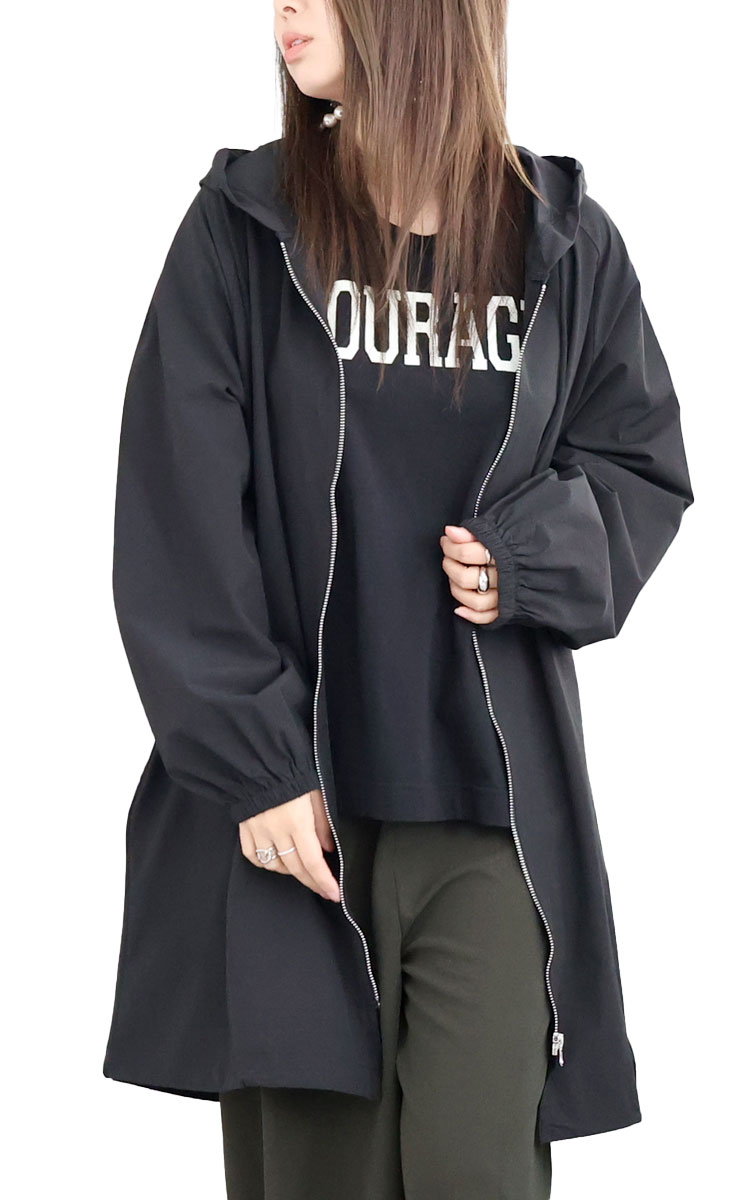 ハイク パーカー レディース - カーキ×黒 OTONA トップス パーカー レディース ブラック カーキ 長袖 クールに