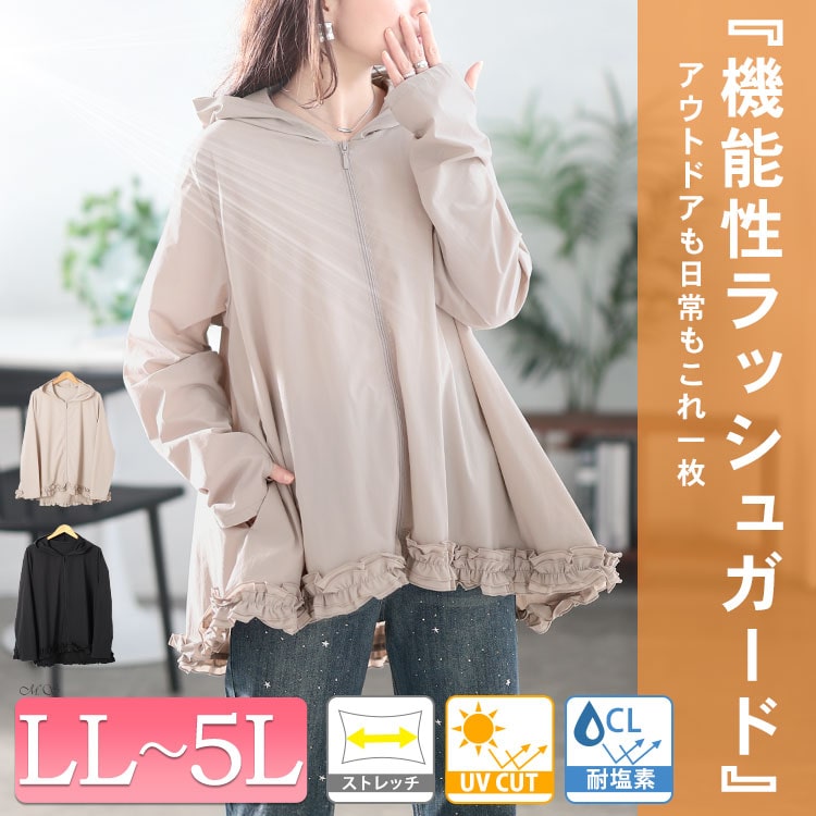 UVカット＆耐塩素裾フリルラッシュガード