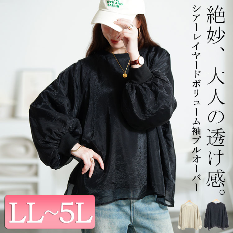 シアーレイヤードボリューム袖プルオーバー