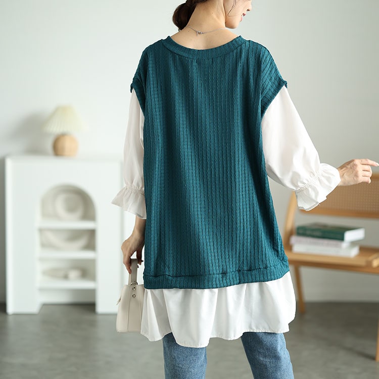 異素材フェイクレイヤードチュニック