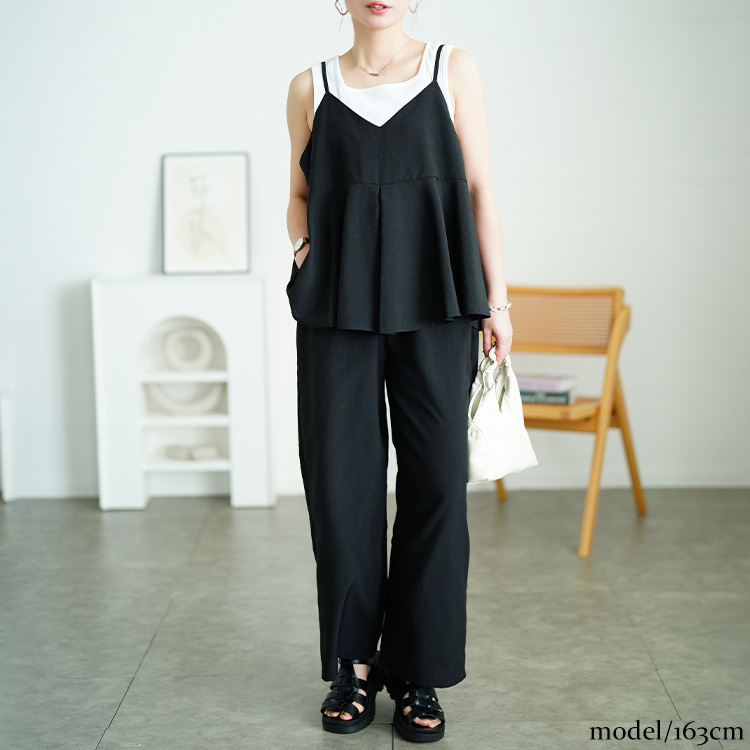 レディース ツーピース キャミソール パンツ セットアップb11136 sakishimatokyo セットアップ ボックスプリーツキャミ＆ワイド