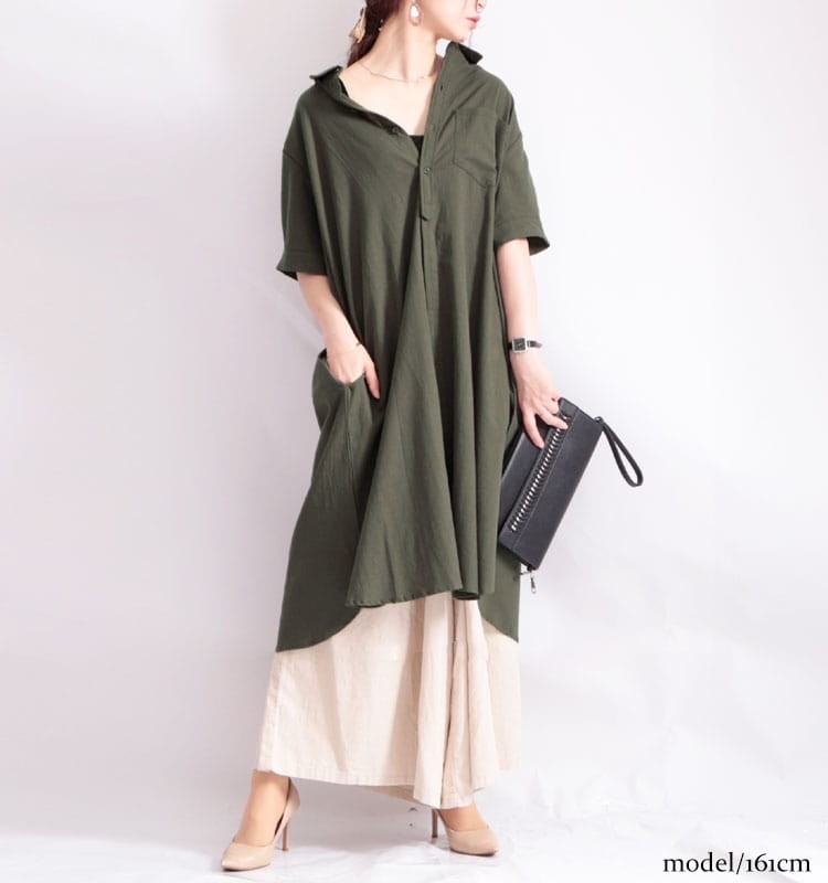 美品 ヨリ バックフリル サファリロングジャケット シャツ