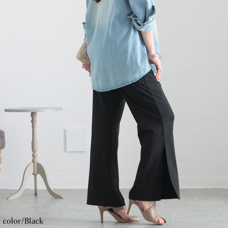 【24-25AW】ELISABETTA スパンコール シェニール織 パンツ 3色 GOLDJAPAN 大きいサイズ レディース パンツ ロング スリット