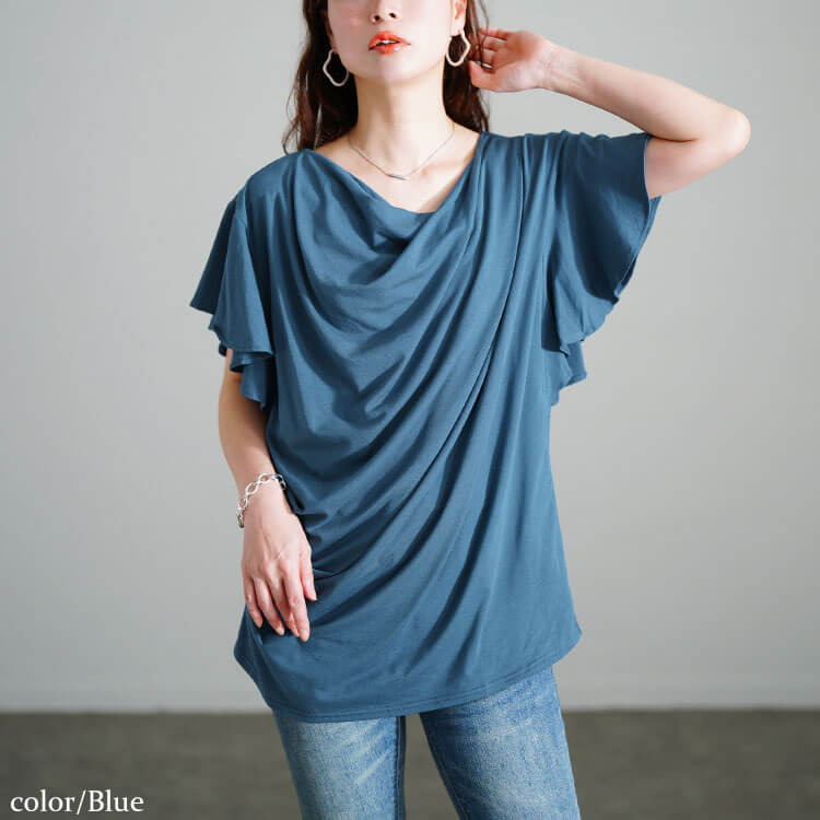 半袖　カットソー　トップス カットソー Tシャツ レディース きれいめ 透けない 前身頃2重