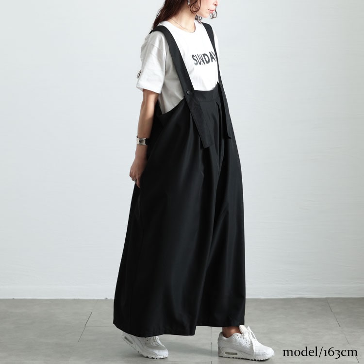 タックワイドサロペットパンツ