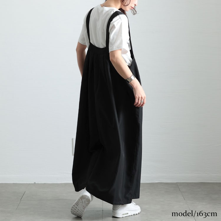 タックワイドサロペットパンツ