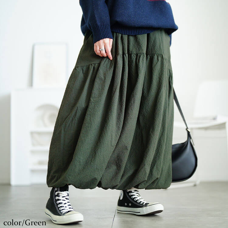 Y’S バルーンカーゴパンツ（スカート）オリーブグリーン　カーキ　ポリエステル Y'S バルーンカーゴパンツ（スカート）オリーブグリーン カーキ