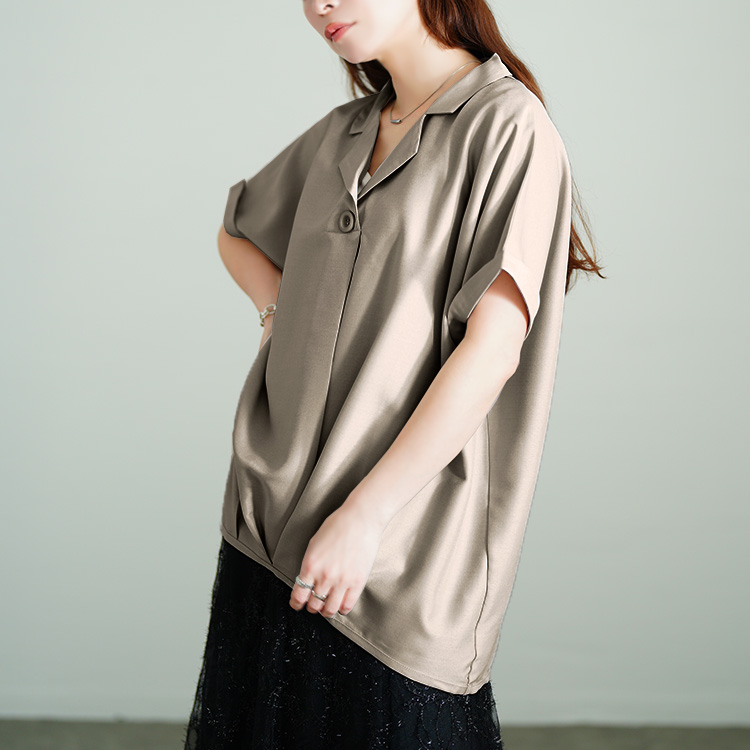 ブラックウィドー　総柄レーヨンシャツ　パジャマシャツ　Lサイズ　着用感XL相当 EX. SILK TEE BLACK | WAGAMAMA TOKYO
