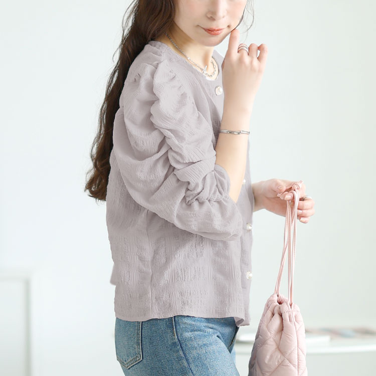 大きいサイズ レディース トップス ブラウス シャツ パワショル 5分袖 パール 春コーデ 春 夏 LL 2L 3L 4L 5L ブラック 黒 ライトグレー +cute プラスキュート GOLDJAPAN 大きいサイズ レディース トップス ブラウス シャツ
