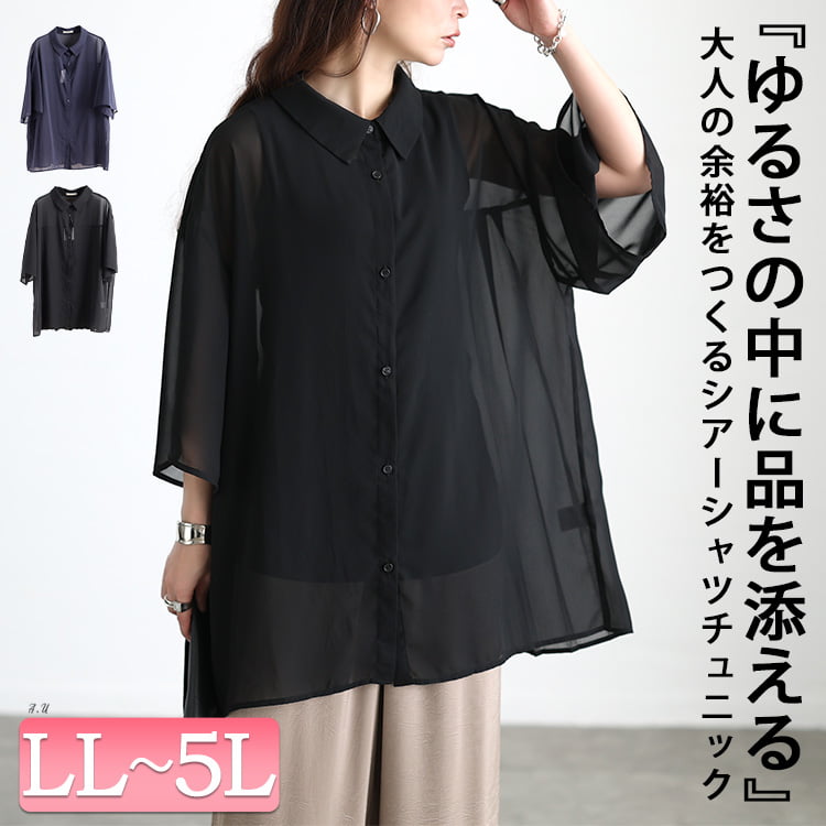 バックプリーツシフォンシャツチュニック