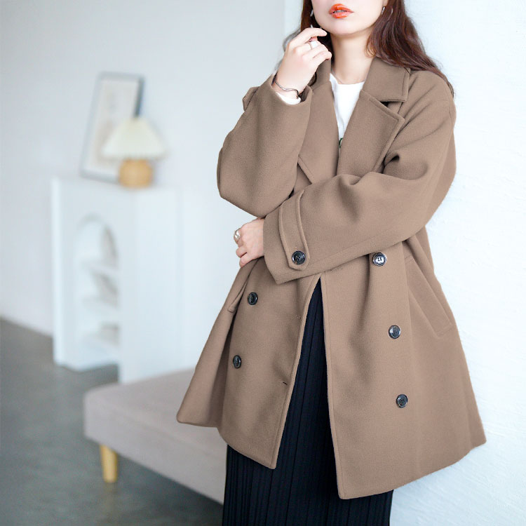 【美品】ダブルブレスト オーバーサイズコート オーバーサイズダブルブレストカラーコート - ジャケット/アウター通販