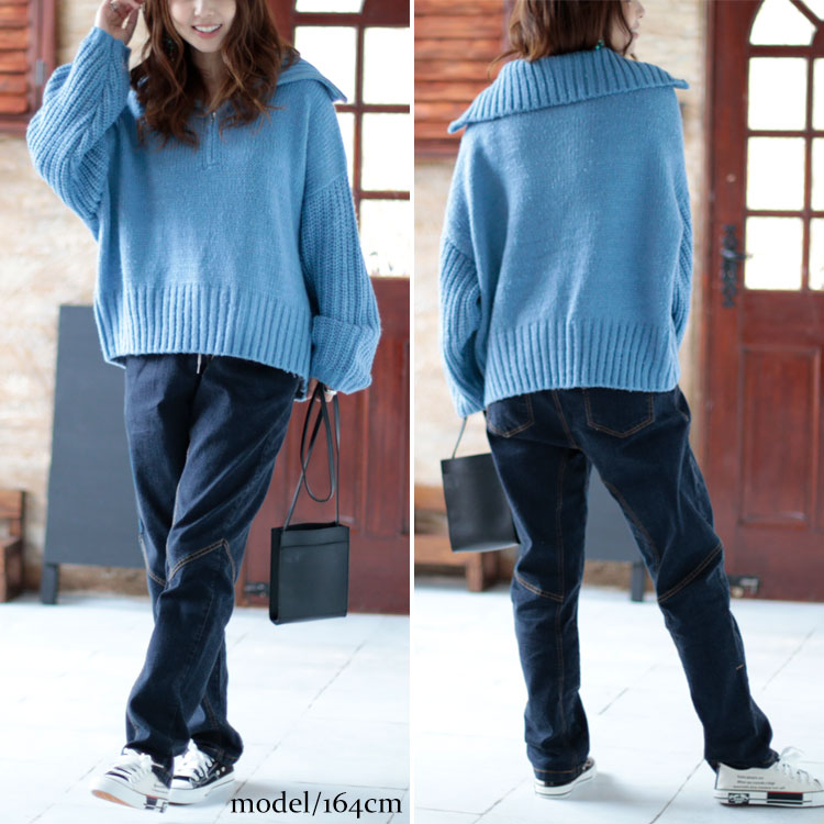 ウエストリブデニムパンツ