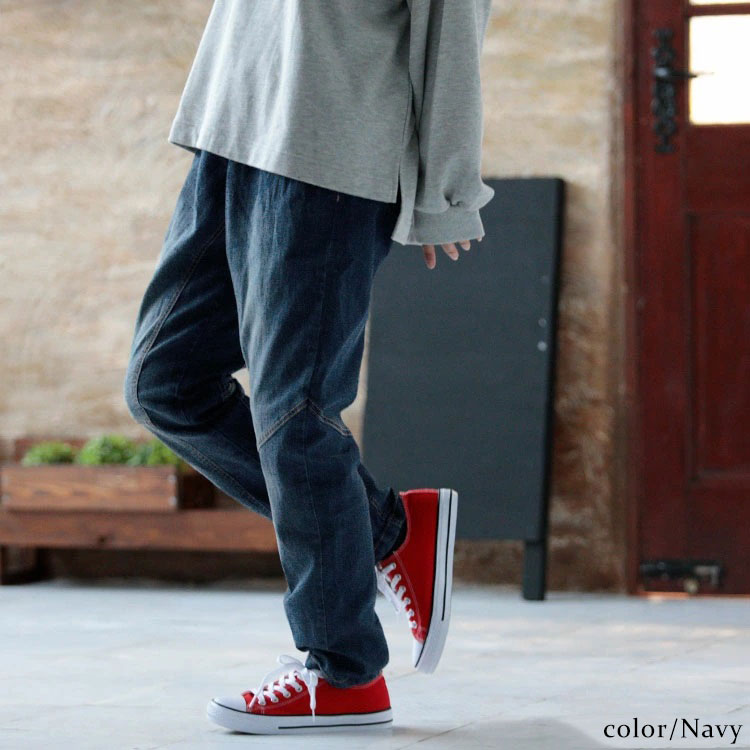 ウエストリブデニムパンツ