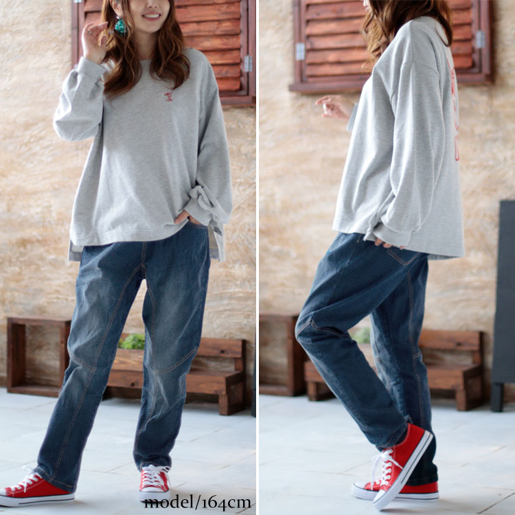 ウエストリブデニムパンツ