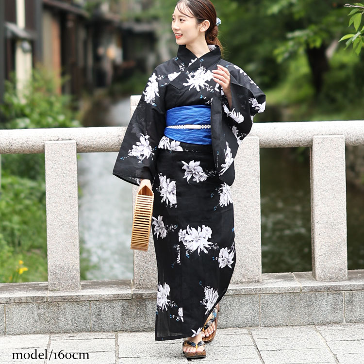 【新品未開封＆匿名配送】浴衣セット　2L〜3L 外国人　黒　撫子　帯　肌着 GOLDJAPAN（ゴールドジャパン） 大きいサイズ レディース 浴衣 浴衣