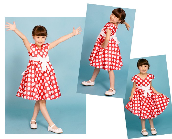 ミニーちゃんみたいなドットワンピース レッド ネイビー コスチューム
