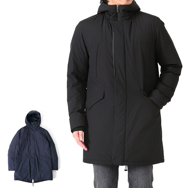 YA　Herno ブラック ダウンジャケット　38 美品 HERNO (ヘルノ) ニット切り替え フード フルジップ ダウンジャケット