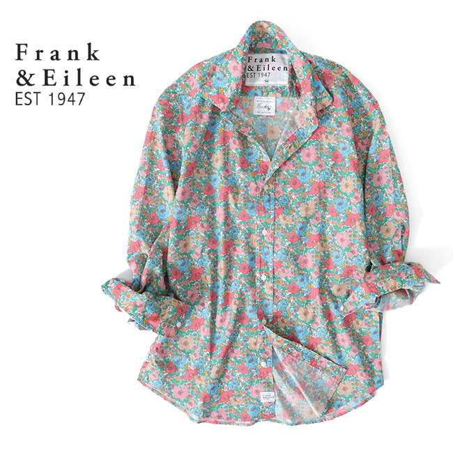 極美品＊フランクアンドアイリーン コットン花柄シャツ 長袖 Vネック FRANK Frank&Eileen フランク&アイリーン FINBAR PGF フィンバー 花柄