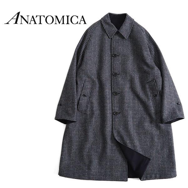 ANATOMICA アナトミカ リバーシブル シングルラグランコート2 チェック オーバーコート ヘリンボーン ツイード メンズ レディース