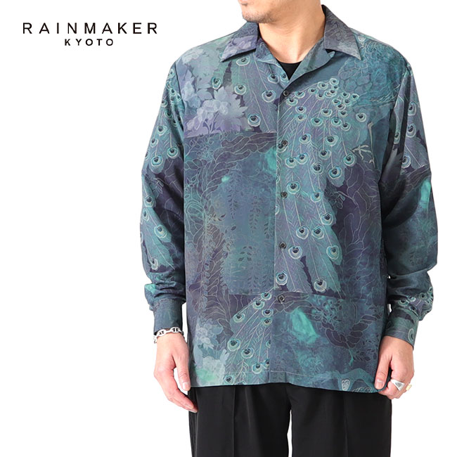 RAINMAKER レインメーカー 孔雀柄 オープンカラーシャツ RM231-042