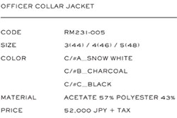 ジャケット・アウター RAINMAKER OFFICER COLLAR JACKET 23AW RAINMAKER＞OFFICER COLLAR JACKET | MAKES ONLINE STORE