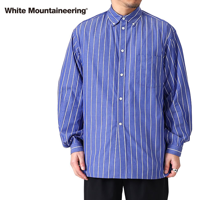 【美品】ホワイトマウンテニアリング 2023SS 半袖シャツ 2 M 綿麻 紺 SALE] White Mountaineering ホワイトマウンテニアリング