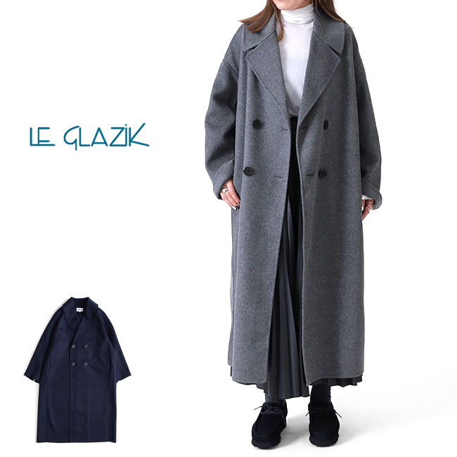 LE GLAZIK ルグラジック チェック柄 リバーシブル ノーカラーコート JL