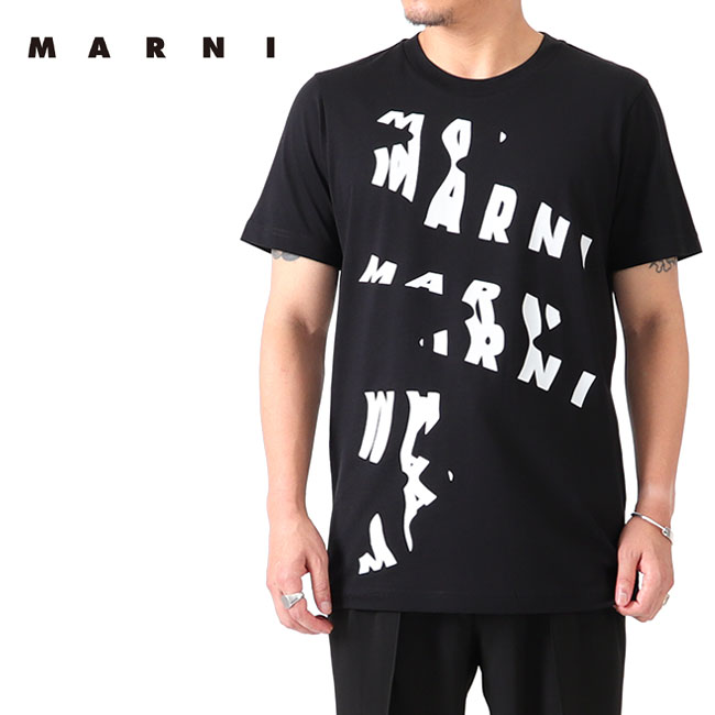 MARNI マルニ ロゴグラフィック Tシャツ HUMU0198P8 黒 白 半袖Tシャツ