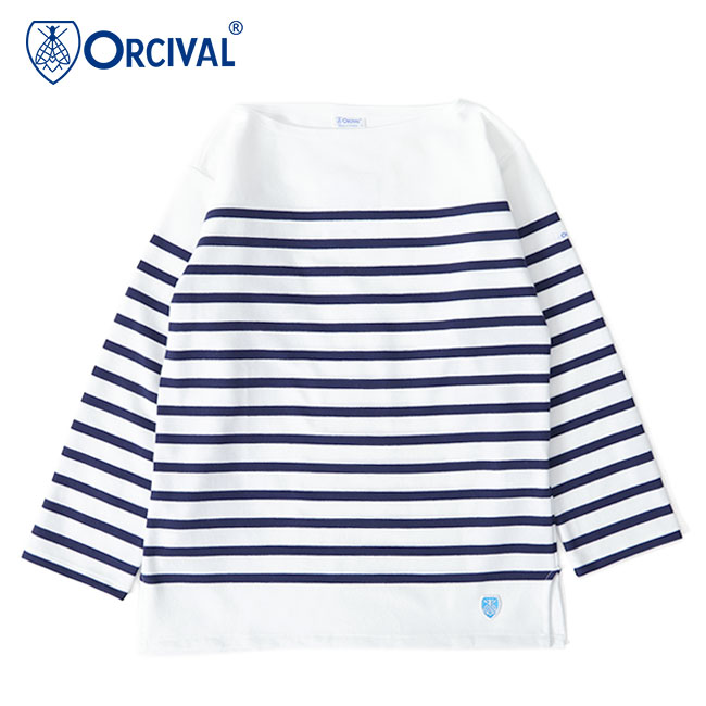 ORCIVAL オーシバル ラッセルボーダー ボートネック オーバーサイズ カットソー 6101C ロンT 長袖Tシャツ レディース ORCIVAL オーシバル ラッセルボーダー ボートネック オーバー