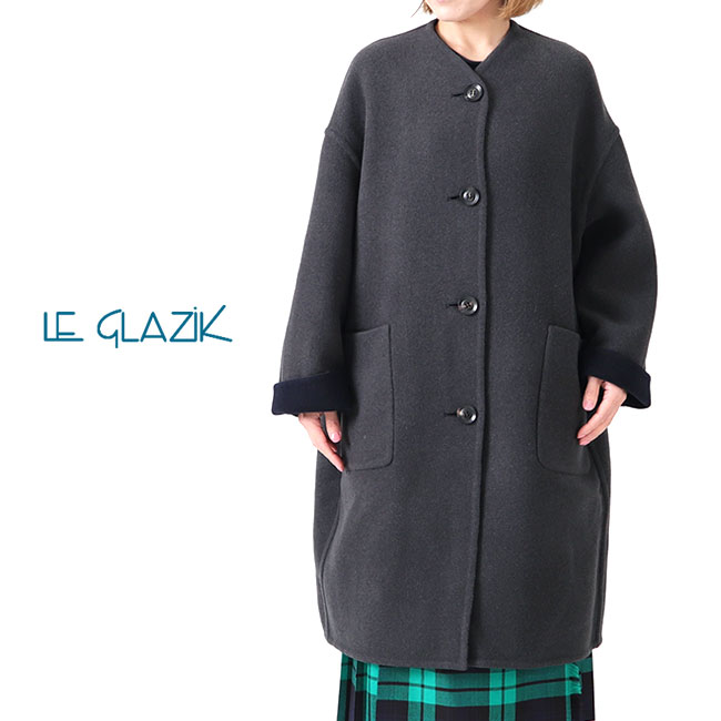 LE GLAZIK ルグラジック 高密度ギャバジン ノーカラー ダウンコート JL 