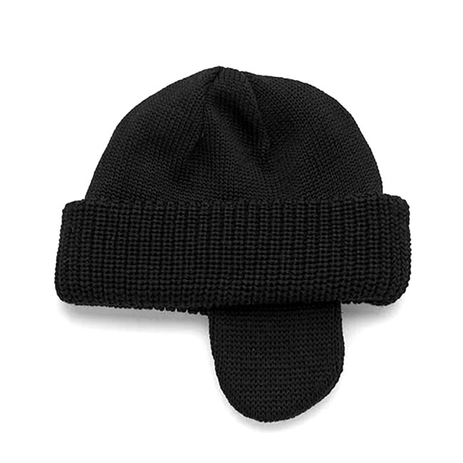 KIJIMA TAKAYUKI ブラック　耳あて付き　ニット帽 KIJIMA TAKAYUKI x CLANEコラボレーションアイテムが発売決定。耳元