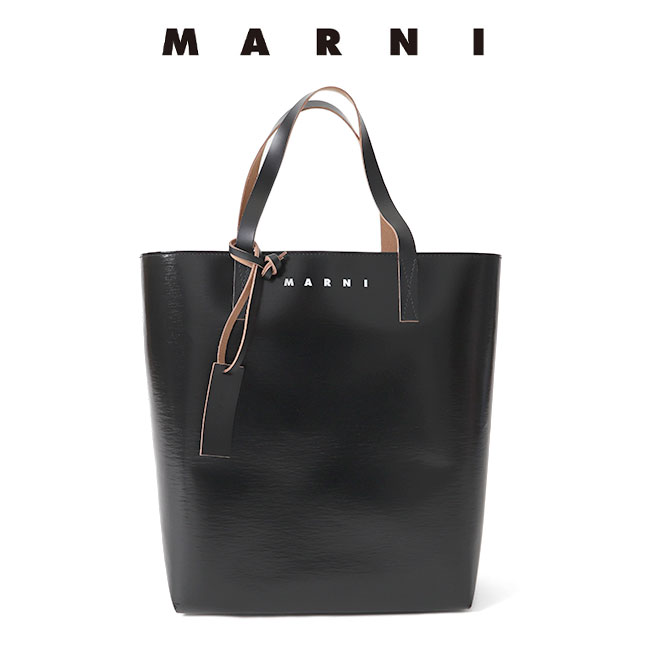 TIME SALE] MARNI マルニ PVC レザー 2トーン ロゴ トートバッグ 