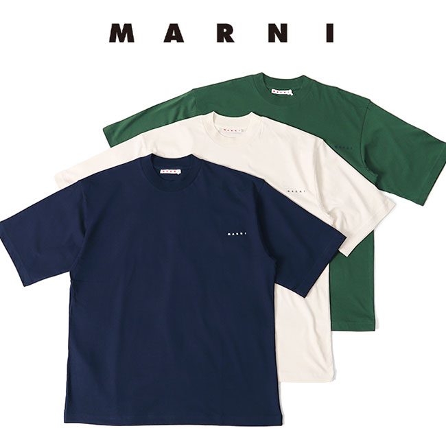 Tシャツ・カットソー MARNI SS25 SHIRT (CUMU0350S0 UTC478 00W01) Indigo organic cotton shirt with Marni Symbol | Marni