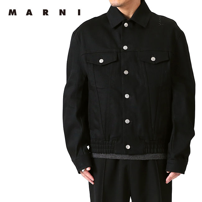 MARNI マルニ ヘリンボーンウール レザー スタジャン JUMU0138S1