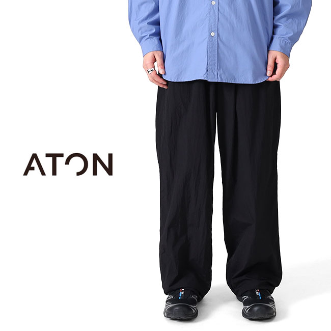 SATIN エイトン】BACK / ATON 04サイズ 【値下げ】ATON　ネイビーパンツ STANDARD バックサテン / PANTS パンツ