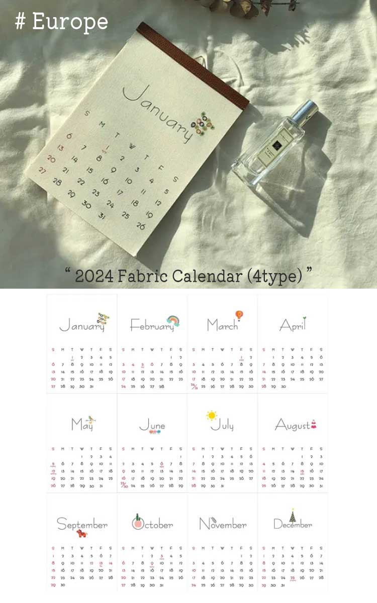 ラニマーケット タペストリー rani market 2024 Fabric Calendar 2024年 ファブリックカレンダー 全4種 1423508/74814/23361 1710550 ACC｜goldtail2020｜02
