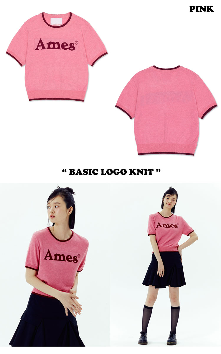 アメス 半袖Tシャツ Ames Worldwide 正規販売店 レディース BASIC LOGO KNIT ベーシック ロゴ ニット 全5色 AM2DMFK602ABK/IV/PK/BL/CR ウェア｜goldtail2020｜04