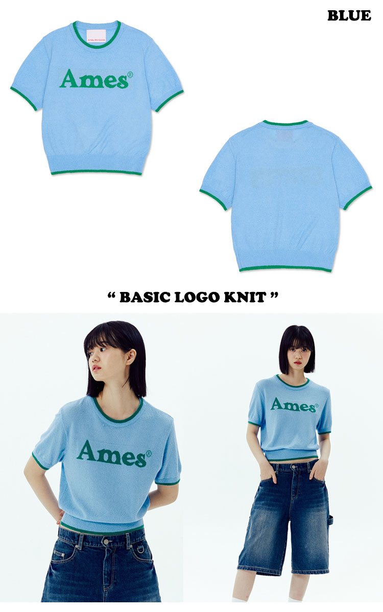 アメス 半袖Tシャツ Ames Worldwide 正規販売店 レディース BASIC LOGO KNIT ベーシック ロゴ ニット 全5色 AM2DMFK602ABK/IV/PK/BL/CR ウェア｜goldtail2020｜05