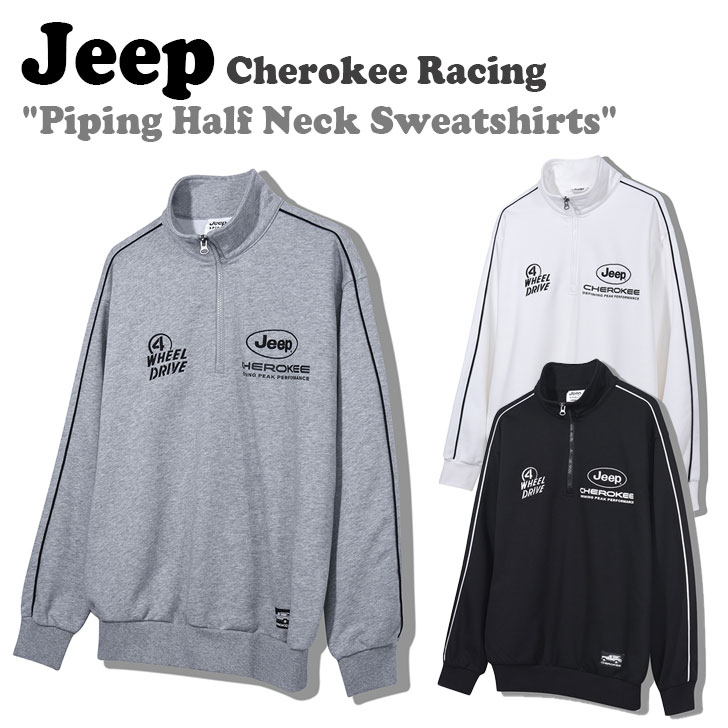 ジープ トレーナー Jeep Cherokee Racing Piping Half Neck Sweatshirts チェロキー レーシング パイピング ハーフ ネック 全3色 JO5TSU835BK/MG/WH ウェア :ct jp23 jo5tsu835:GOLD TAIL 2020