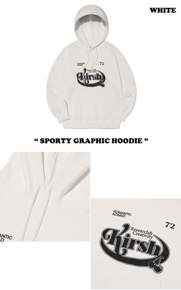 キルシー 韓国 パーカー KIRSH 正規販売店 SPORTY GRAPHIC HOODIE スポーティー グラフィック フーディ White ホワイト Khaki カーキ KKRFCTH502E ウェア｜goldtail2020｜03