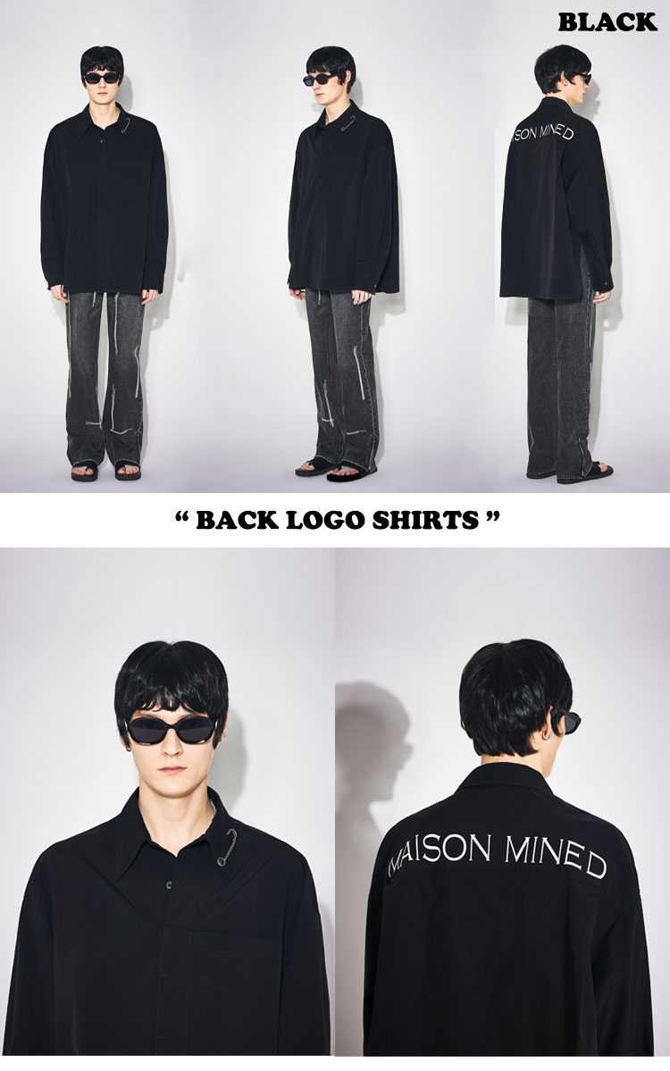 メゾンミネド シャツ MAISON MINED 正規販売店 BACK LOGO SHIRTS バッグ ロゴシャツ 全2色 FMQSCSA406M/7M 長袖 ウェア｜goldtail2020｜02
